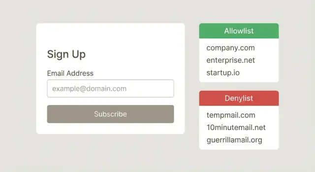 Signup email domain allowlist and denylist strategy that works